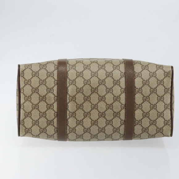 GUCCI GG Supreme Web Sherry Line Boston Bag PVC Beige Gold 39 02 007 Auth BA7256