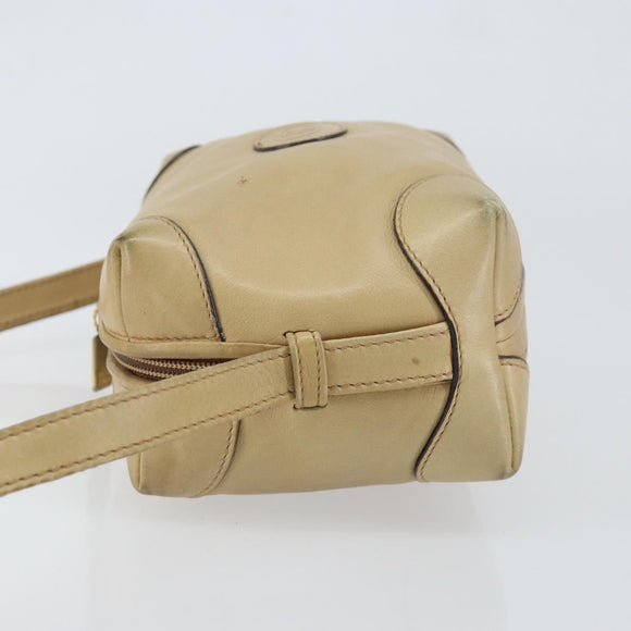 GUCCI Shoulder Bag Leather Beige Gold 67 01 5294 Auth BA7259