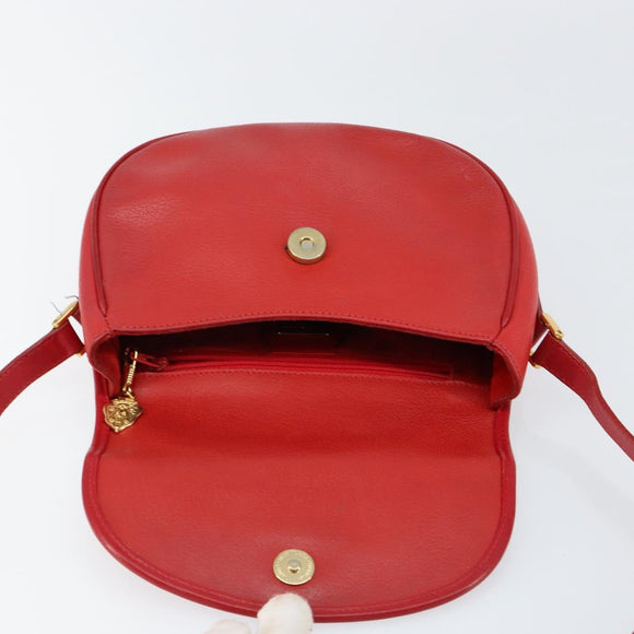 GUCCI Shoulder Bag Leather Red Gold 007 58 0074 Auth BA7260