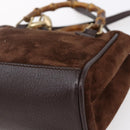 GUCCI Bamboo Hand Bag Suede 2way Brown Gold 007 1793 0238 Auth BA7262-17