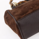 GUCCI Bamboo Hand Bag Suede 2way Brown Gold 007 1793 0238 Auth BA7262-10
