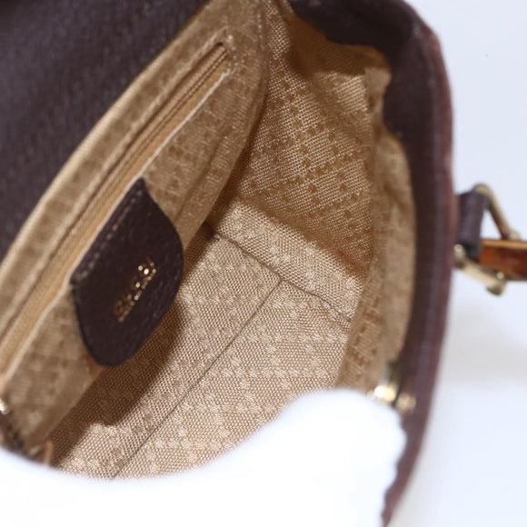 GUCCI Bamboo Hand Bag Suede 2way Brown Gold 007 1793 0238 Auth BA7262