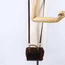 GUCCI Bamboo Hand Bag Suede 2way Brown Gold 007 1793 0238 Auth BA7262-24