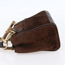 GUCCI Bamboo Hand Bag Suede 2way Brown Gold 007 1793 0238 Auth BA7262-3