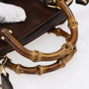 GUCCI Bamboo Hand Bag Suede 2way Brown Gold 007 1793 0238 Auth BA7262-7