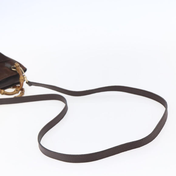 GUCCI Bamboo Hand Bag Suede 2way Brown Gold 007 1793 0238 Auth BA7262