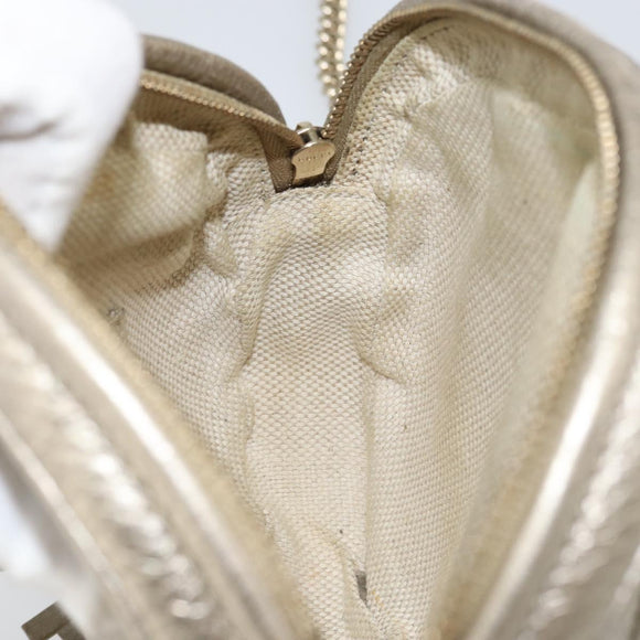 GUCCI Chain Shoulder Bag Leather Gold 353965 Auth BA7267