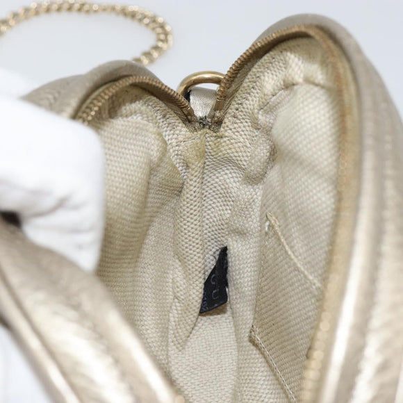 GUCCI Chain Shoulder Bag Leather Gold 353965 Auth BA7267