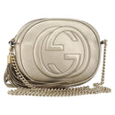 GUCCI Chain Shoulder Bag Leather Gold 353965 Auth BA7267-1