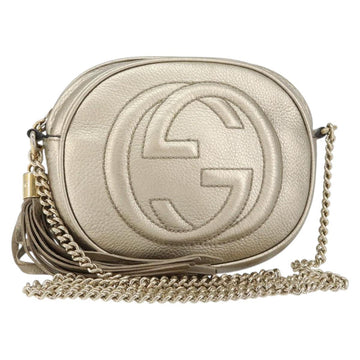 GUCCI Chain Shoulder Bag Leather Gold 353965 Auth BA7267