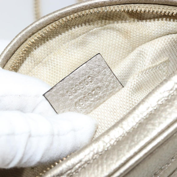 GUCCI Chain Shoulder Bag Leather Gold 353965 Auth BA7267