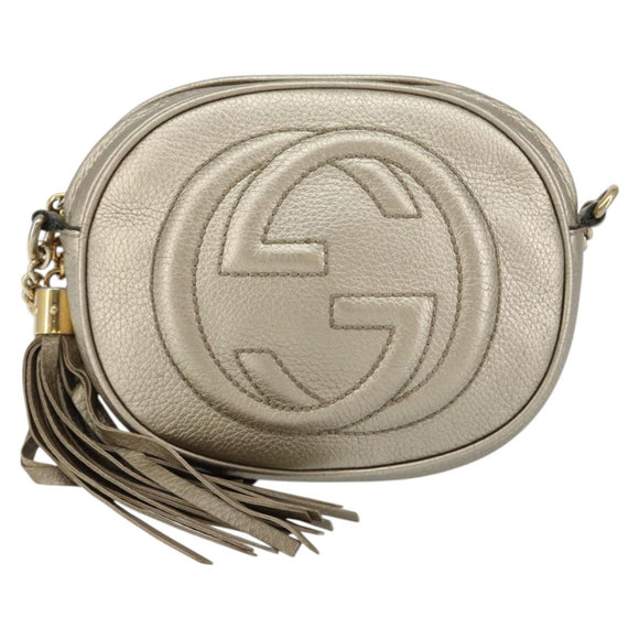 GUCCI Chain Shoulder Bag Leather Gold 353965 Auth BA7267