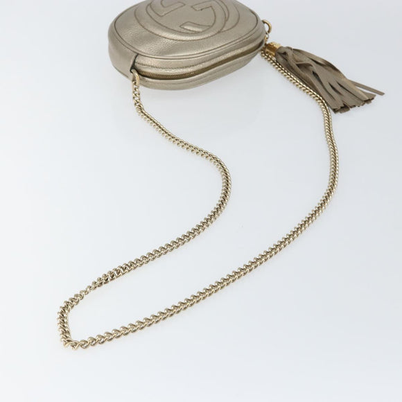 GUCCI Chain Shoulder Bag Leather Gold 353965 Auth BA7267