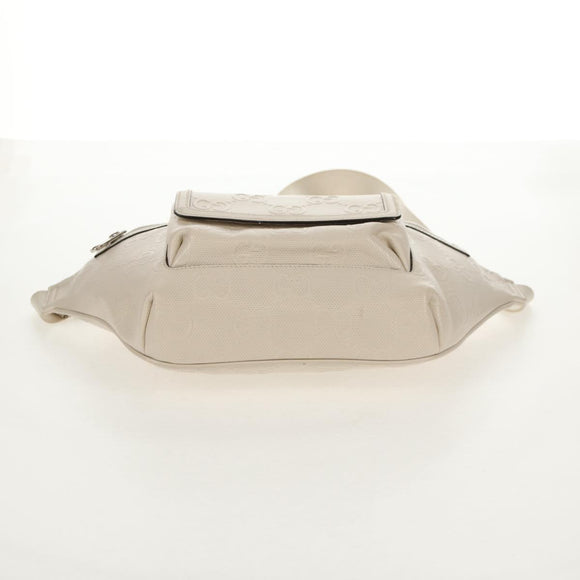 GUCCI GG Emboss Body Bag White Silver 645093 Auth BA7268M