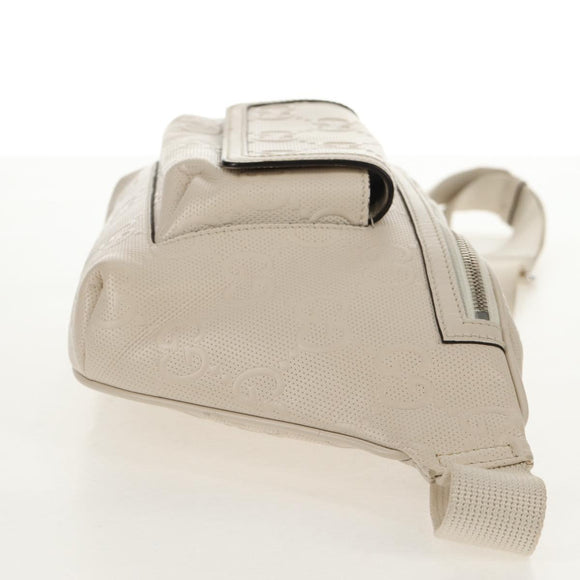 GUCCI GG Emboss Body Bag White Silver 645093 Auth BA7268M