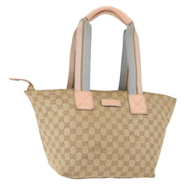 GUCCI GG Canvas Tote Bag Beige Gold 131230 Auth BA7274