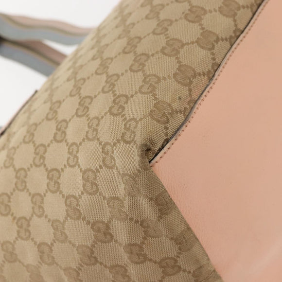 GUCCI GG Canvas Tote Bag Beige Gold 131230 Auth BA7274