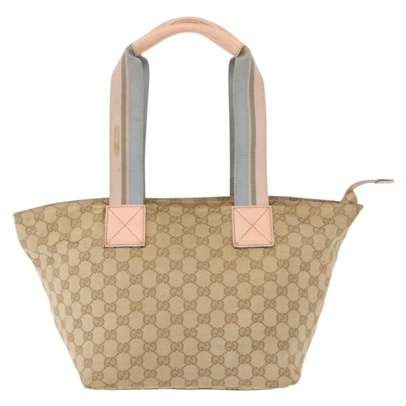 GUCCI GG Canvas Tote Bag Beige Gold 131230 Auth BA7274