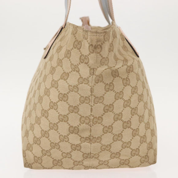 GUCCI GG Canvas Tote Bag Beige Gold 131230 Auth BA7274