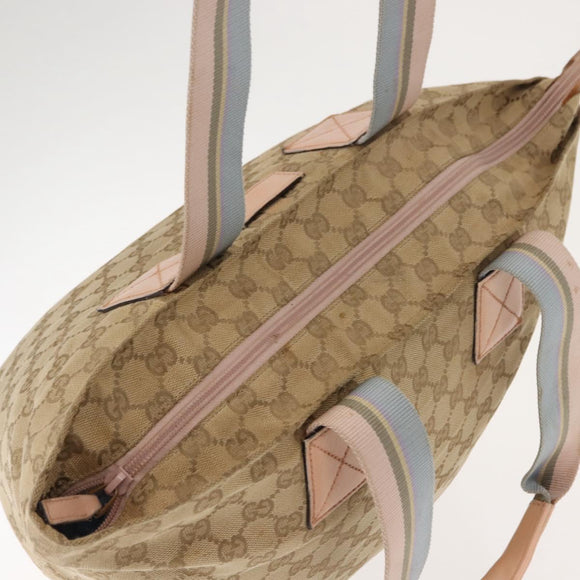 GUCCI GG Canvas Tote Bag Beige Gold 131230 Auth BA7274