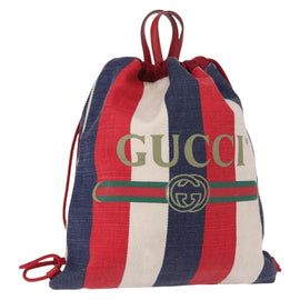 GUCCI Backpack Canvas Blue Red 473872 Auth BA7277
