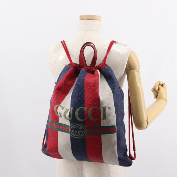 GUCCI Backpack Canvas Blue Red 473872 Auth BA7277
