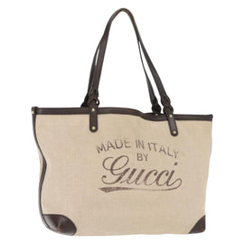 GUCCI Tote Bag Canvas Beige Gold 247209 Auth BA7278