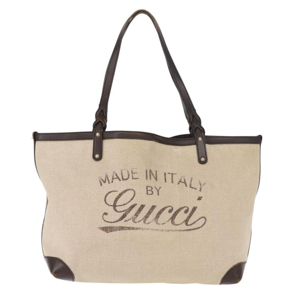 GUCCI Tote Bag Canvas Beige Gold 247209 Auth BA7278