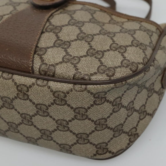 GUCCI GG Supreme Web Sherry Line Bag PVC Beige Gold 89 02 032 Auth BA728