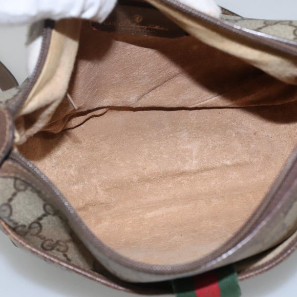 GUCCI GG Supreme Web Sherry Line Bag PVC Beige Gold 89 02 032 Auth BA728