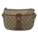GUCCI GG Supreme Web Sherry Line Bag PVC Beige Gold 89 02 032 Auth BA728-13