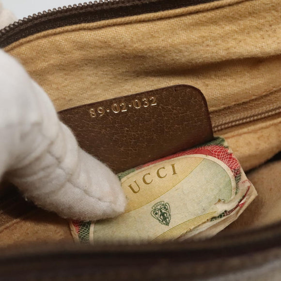 GUCCI GG Supreme Web Sherry Line Bag PVC Beige Gold 89 02 032 Auth BA728