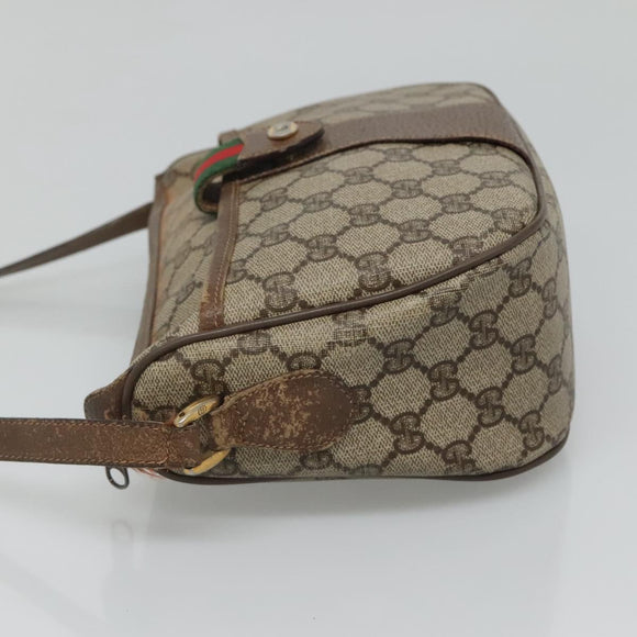 GUCCI GG Supreme Web Sherry Line Bag PVC Beige Gold 89 02 032 Auth BA728
