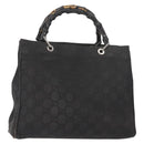 GUCCI Bamboo GG Canvas Hand Bag Black Silver 002 1010 3754 Auth BA7280-1