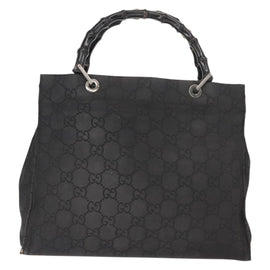 GUCCI Bamboo GG Canvas Hand Bag Black Silver 002 1010 3754 Auth BA7280 - 0