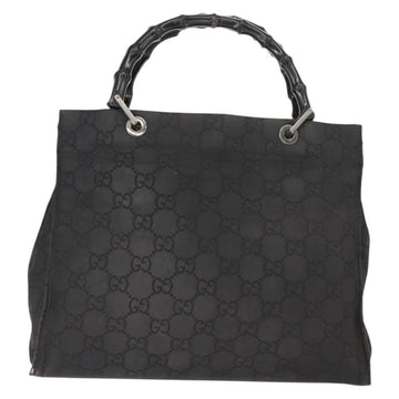 GUCCI Bamboo GG Canvas Hand Bag Black Silver 002 1010 3754 Auth BA7280 - 0