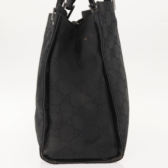 GUCCI Bamboo GG Canvas Hand Bag Black Silver 002 1010 3754 Auth BA7280