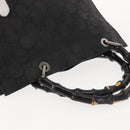 GUCCI Bamboo GG Canvas Hand Bag Black Silver 002 1010 3754 Auth BA7280-6