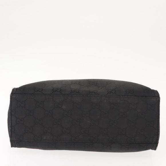 GUCCI Bamboo GG Canvas Hand Bag Black Silver 002 1010 3754 Auth BA7280