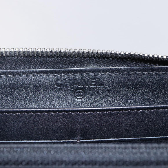 CHANEL Long Wallet Leather Gold Silver CC Auth BA7285