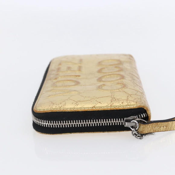CHANEL Long Wallet Leather Gold Silver CC Auth BA7285