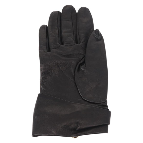 GUCCI Lovely Gloves Leather Black Auth BA7287V