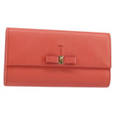 Salvatore Ferragamo Vala Long Wallet Leather Orange Gold Auth BA7289V-1