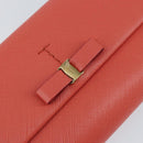 Salvatore Ferragamo Vala Long Wallet Leather Orange Gold Auth BA7289V-17