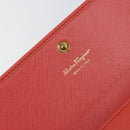 Salvatore Ferragamo Vala Long Wallet Leather Orange Gold Auth BA7289V-18