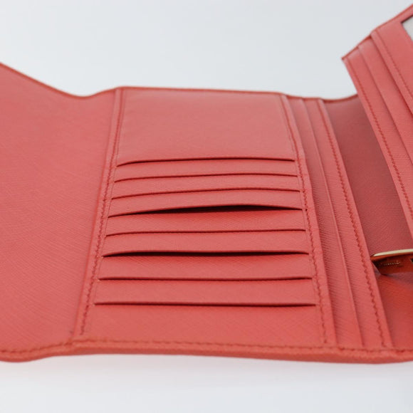 Salvatore Ferragamo Vala Long Wallet Leather Orange Gold Auth BA7289V