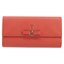 Salvatore Ferragamo Vala Long Wallet Leather Orange Gold Auth BA7289V-13