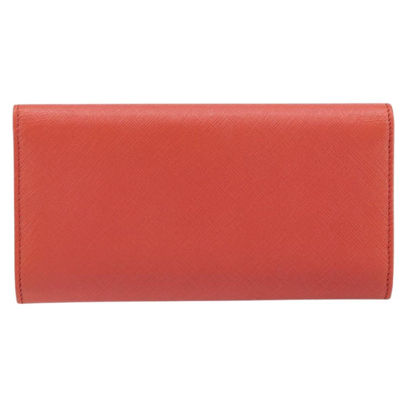 Salvatore Ferragamo Vala Long Wallet Leather Orange Gold Auth BA7289V