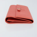 Salvatore Ferragamo Vala Long Wallet Leather Orange Gold Auth BA7289V-3