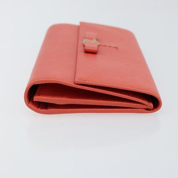 Salvatore Ferragamo Vala Long Wallet Leather Orange Gold Auth BA7289V
